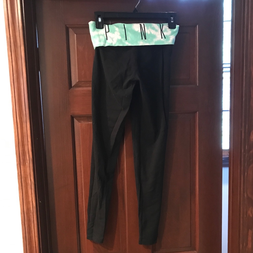 PINK Leggings (XS) with Teal tie dye band